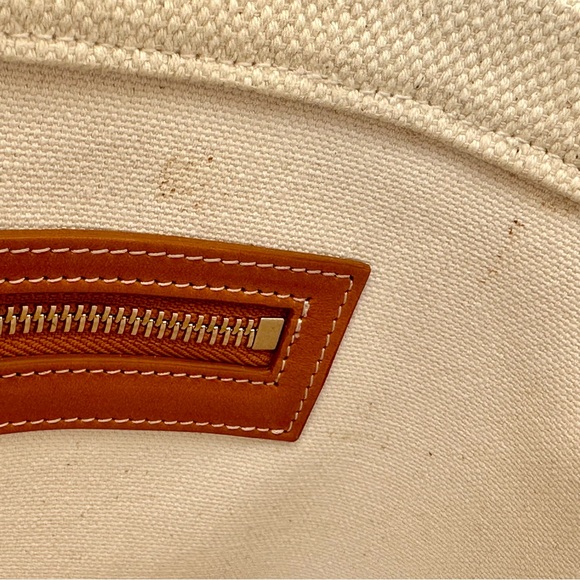 CELINE Horizontal Cabas Tote Hand Bag, Canvas Calf Skin, White, DISCONTINUED - Picture 5 of 16